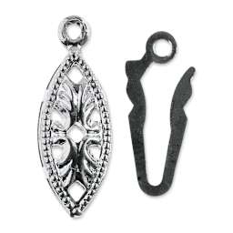 John Bead Must Have Findings Fish Hook Clasps - Pkg of 9, Silver, 6 mm x 20 mm (Close-up of fish hook clasp set)