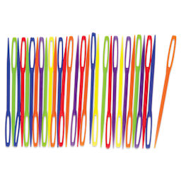 Roylco Plastic Lacing Needles - Row of several multicolor plastic needles upright
