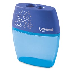 Maped Shaker 2-Hole Pencil Sharpener - Angled view of Blue Sharpener