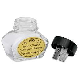 Dux Glass Inkwell Sharpener - Clear (with cap removed)