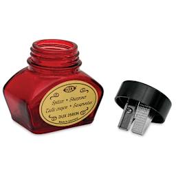 Dux Glass Inkwell Sharpener - Red (with cap removed)