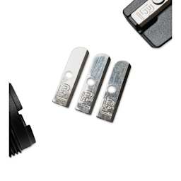 Blackwing One-Step Long Point Sharpener Replacement Blades - Pkg of 3 out of package shown with parts of sharpener
