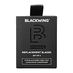 Blackwing One-Step Long Point Sharpener Replacement Blades - Pkg of 3 front of box
