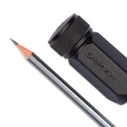 Blackwing One-Step Long Point Sharpener - Black, sharpener and sharpened pencil (sold separately)
