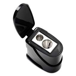 Derwent Twin Hole Sharpener (top view with lid open)
