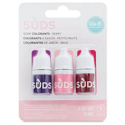 We R Memory Keepers Suds Soap Colorant - Berry, Set of 3, 3 ml (Front of packaging)