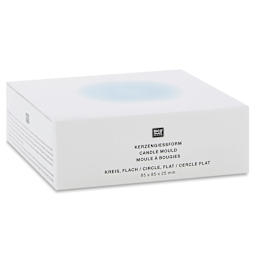 Rico Design Silicone Candle Mold - Flat Circle, 3.9" x 4.1" x 1.2" - front of packaging