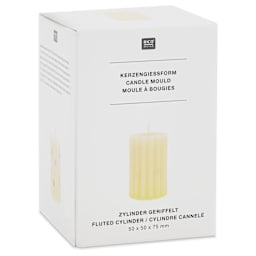 Rico Design Silicone Candle Mold - Fluted Cylinder, 2.4" x 2.4" x 3.5" - front of packaging