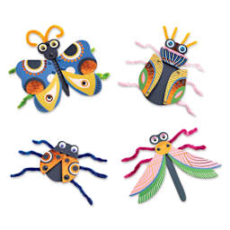 Djeco Le Petit Artist Fuzzy 3D Bugs Kit finished bugs