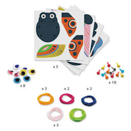 Djeco Le Petit Artist Fuzzy 3D Bugs Kit contents with quantities