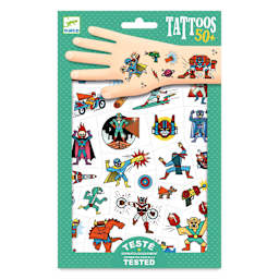 Djeco Temporary Tattoos - Heroes vs. Villains front of packaging