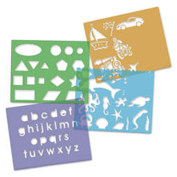 Created by Me Stencil Set - Top view of 4 stencils 