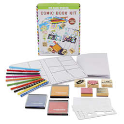 Kid Made Modern Comic Book Kit - Components of Kit shown with package
