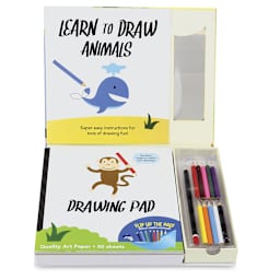 Spicebox Imagine It Drawing Animals Kit - Open package showing components
