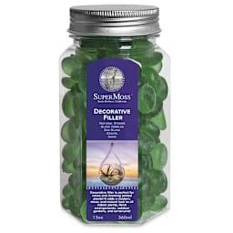 SuperMoss Emerald Green Glass Pebbles -12 oz in glass container