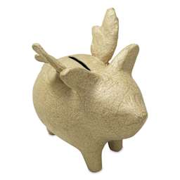 DecoPatch Paper Mache Money Bank - Pig with Wings, sideways