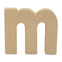 DecoPatch Paper Mache Small Kraft Letter - M, Lowercase, 3-3/4" W x 3-2/5" H x 1/2" D