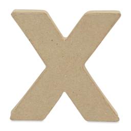DecoPatch Paper Mache Small Kraft Letter - X, Lowercase, 3-2/5" W x 3-2/5" H x 1/2" D