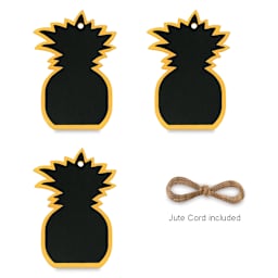 Craft Decor Wood Chalk Tags - Pineapple, Package of 3 (Shown with included jute cord)