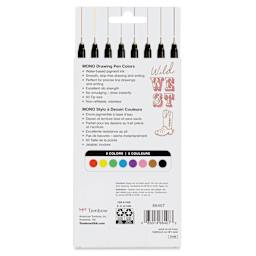 Tombow Mono Drawing Pen - Set of 8, 03, Assorted Colors, back of the packaging