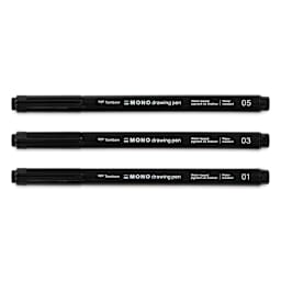 Tombow Mono Drawing Pens - Set of 3, pen with caps on