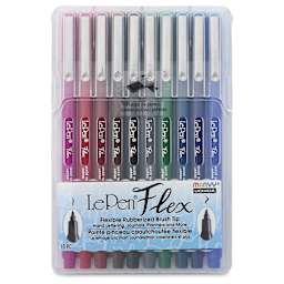 Marvy Uchida LePen Flex Marker - Set of 10, Primary