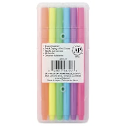 Marvy Uchida LePen Flex Marker - Set of 6, Neon, back of the packaging