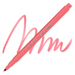 Marvy Uchida LePen Flex Marker - Coral Pink, swatch and marker