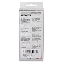Uni Pin Fine Liner Pen - Set of 6, Black and Gray, back of the packaging