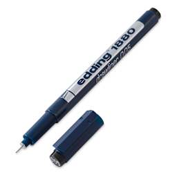 Edding 1880 Drawliner Pen - Black, Style 0.05, 0.2 mm Nib (shown with cap)