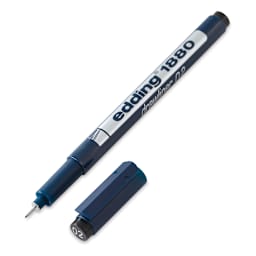 Edding 1880 Drawliner Pen - Black, Style 0.2, 0.3 mm Nib (shown with cap)