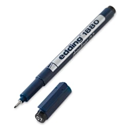 Edding 1880 Drawliner Pen - Black, Style 0.7, 0.7 mm Nib (shown with cap)