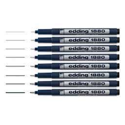 Edding 1880 Drawliner Pens - 8 Pens showing all available point widths 