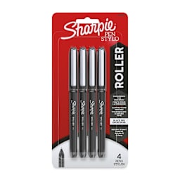 Sharpie Rollerball Pens - Front of blister package of 4 pc Black Pens