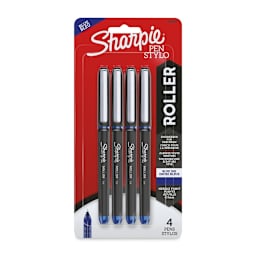 Sharpie Rollerball Pens - Front of blister package of 4 pc Blue Pens