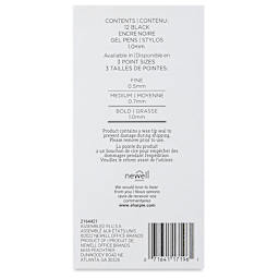 Sharpie S-Gel Pens - Black, 1.0 mm, Pkg of 36, back of the packaging