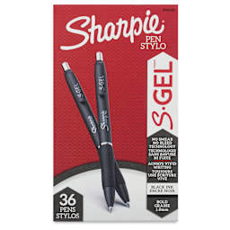 Sharpie S-Gel Pens - Black, 1.0 mm, Pkg of 36, front of the box