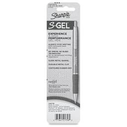 Sharpie Metal Barrel S-Gel Pens - Gunmetal, Pkg of 2, 0.7 mm, back of the packaging