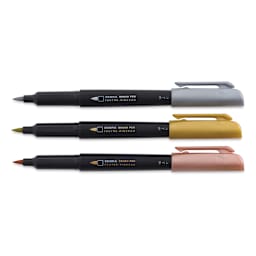 Zebra Metallic Brush Pen Set - 3 pens in Assorted Colors shown hoirzontally