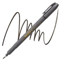 Zebra Zensations Fude Brush Pen - Fine, Black pen and swatch