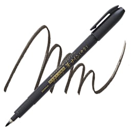 Zebra Zensations Fude Brush Pen - Medium, Black pen and swatch