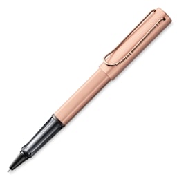 Lamy Lx Rollerball Pen - Rosegold Pen uncapped at angle