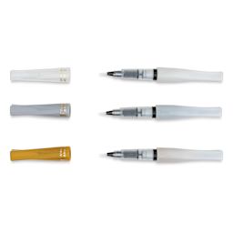 Kuretake Zig Wink of Stella Brush II Pens - Christmas Sparkle, Set of 3 (pens with caps off)