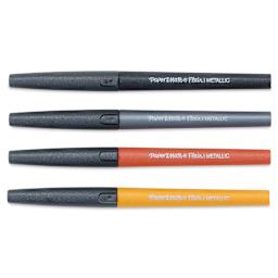 Paper Mate Flair Metallic Pens - Set of 4, markers laid out with caps on