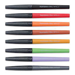 Paper Mate Flair Metallic Pens - Set of 8, markers laid out with caps on