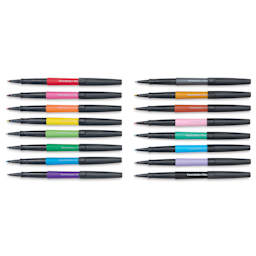 Paper Mate Flair Metallic Pens - Set of 16, markers laid out with caps off