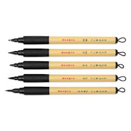 Kuretake Bimoji Fude Pens - Set of 5, caps off