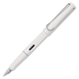 Blick Exclusive Lamy Safari Fountain Pen Set - White, Fine Nib, single pen laid out with cap removed