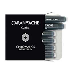 Caran d'Ache Chromatics Fountain Pen Ink Cartridges - Infinite Grey, Pkg of 6