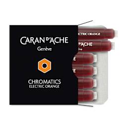 Caran d'Ache Chromatics Fountain Pen Ink Cartridges - Electric Orange, Pkg of 6